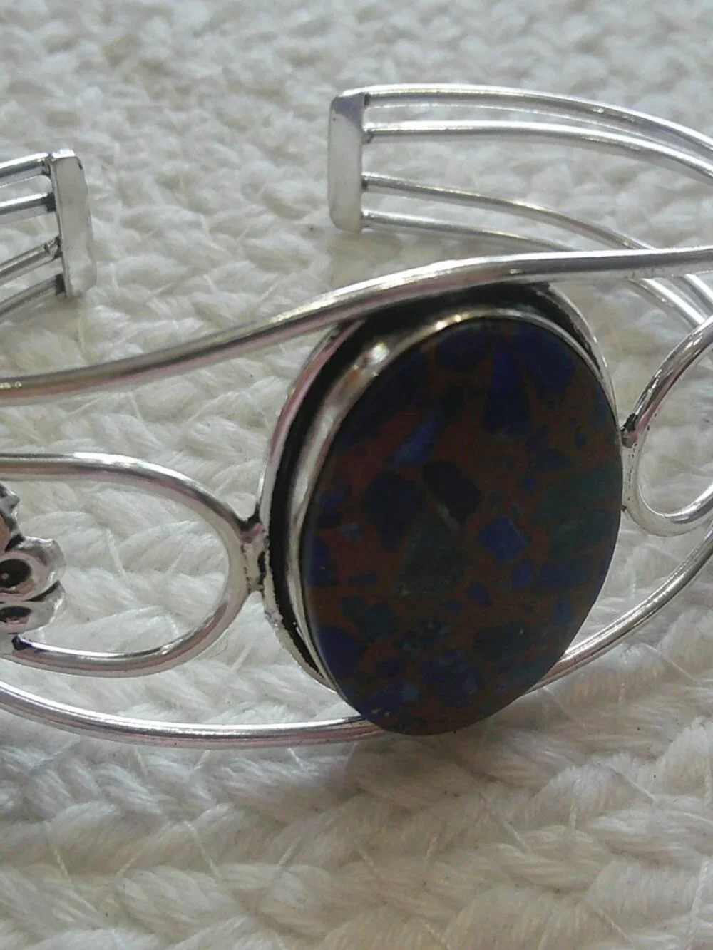 Gorgeous COPPER BLUE TURQUOISE Handmade Sterling 925 Bangle #214F